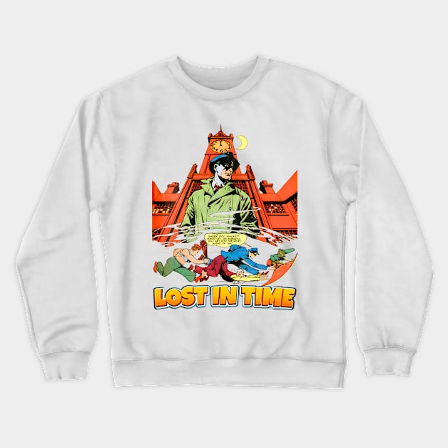 Lost In Time Midnight Comic Style vs Bullets Balow Retro Vintage Comic Crewneck Sweatshirt by REVISTANGO